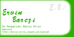 ervin barczi business card